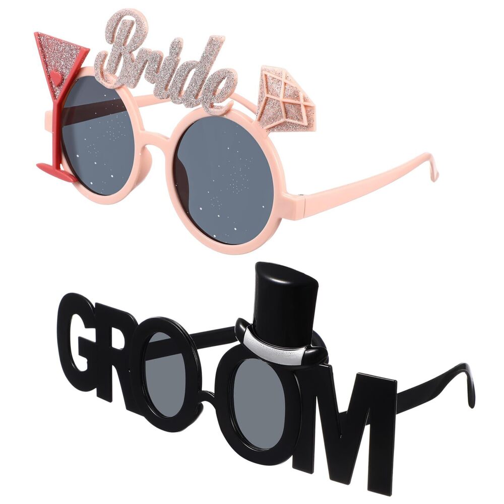 1271 2Pcs Bride and Groom Glasses for Bachelor Party Fun Plastic Photo